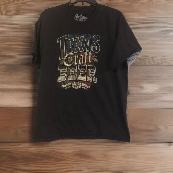 Outhouse Designs Texas Craft Beer Large T-Shirt Black Graphic Tee Men's Guild - Picture 1 of 7